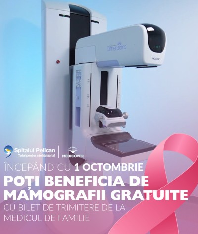 Prevenirea cancerului de sân: în luna octombrie oferim mamografii GRATUITE