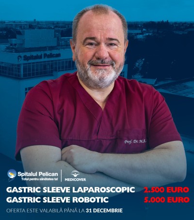 CHIRURGIE GENERALĂ: reducere la intervenții laparoscopice și robotice de gastric sleeve