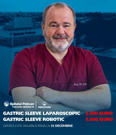 CHIRURGIE BARIATRICĂ: Robotic sau laparoscopic, intervențiile GASTRIC SLEEVE pentru scădere ponderală sunt la preț special